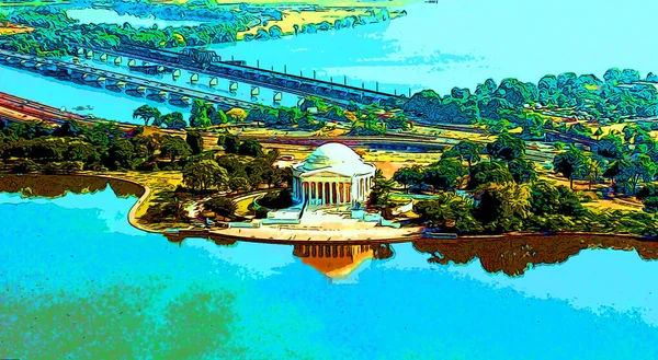 Washington Usa 081998 Jefferson Memorial Presidential Memorial Built Washington Sponsorship — ストック写真