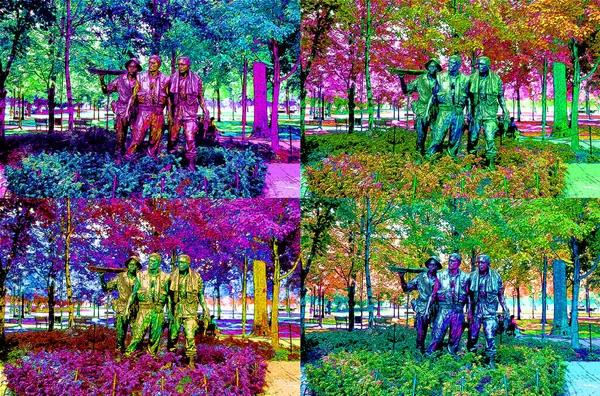 Washington Usa 081998 Vietnam Veterans Memorial Three Servicemen Statue Frederick — Zdjęcie stockowe