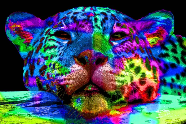 Pop Art Icono Jaguar Con Manchas Color — Foto de Stock