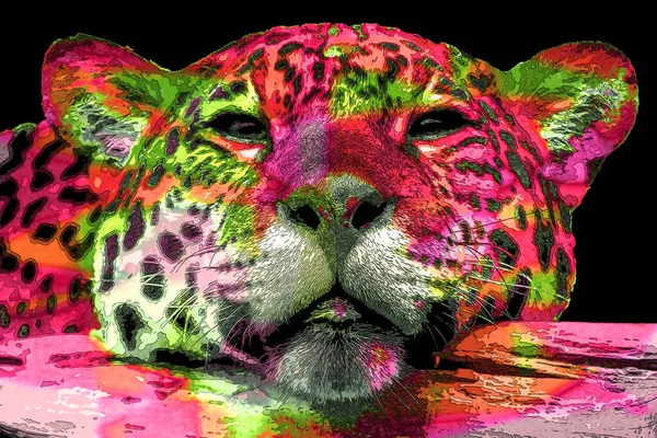 Renkli Pop Art Jaguar Simgesi — Stok fotoğraf