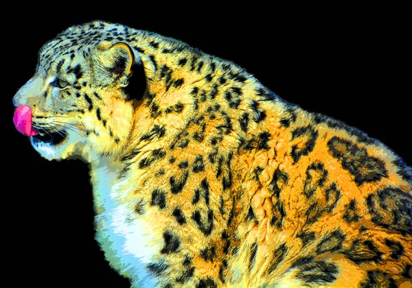 Leopardo Nieve Signo Ilustración Pop Art Icono Fondo Con Manchas — Foto de Stock