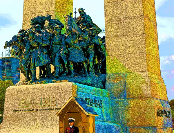 Ottawa Canada 2013 National War Memorial Tall Granite Cenotaph Acreted — Stock Fotó