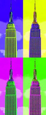 NEW YORK CITY, NY 10. 23 1999: Midtown and the Empire State Building, renkli pop-art arkaplan simgesi