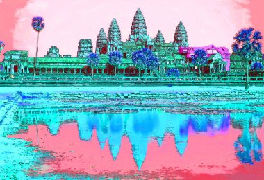 ANGKOR WAT CAMBODIA 03 2813: Angkor Wat dünyanın en büyük Hindu tapınağı kompleksi ve en büyük dini anıtıdır. Tapınak Khmer Kralı 2. Suryavarman tarafından inşa edildi.