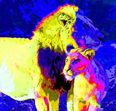 Aslan işareti illüstrasyon renk lekeli pop-art arkaplan simgesi