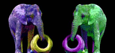 Renkli pop sanat fili simgesi.