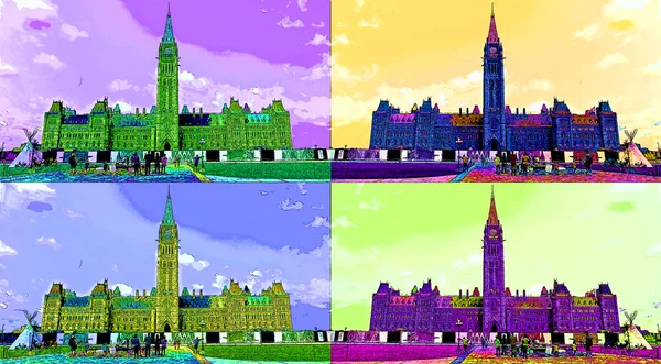 Ottawa Ontario Canada Ottawa Parliament Hills Centre Block Sign Illustration — Stock Photo, Image