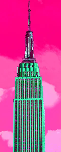 New York City 1999 Midtown Empire State Building Sign Illustration — 스톡 사진