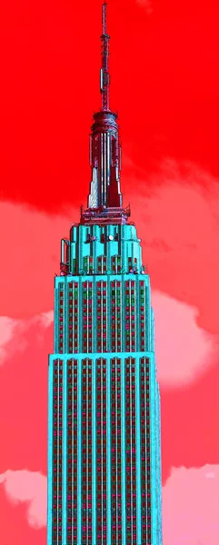 New York City 1999 Midtown Empire State Building Sign Illustration — 스톡 사진