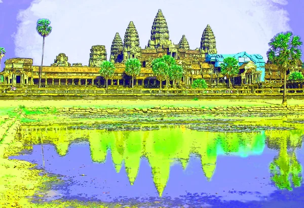 Angkor Wat Cambodia 2813 Ангкор Ват Найбільшим Індуїстським Храмовим Комплексом — стокове фото