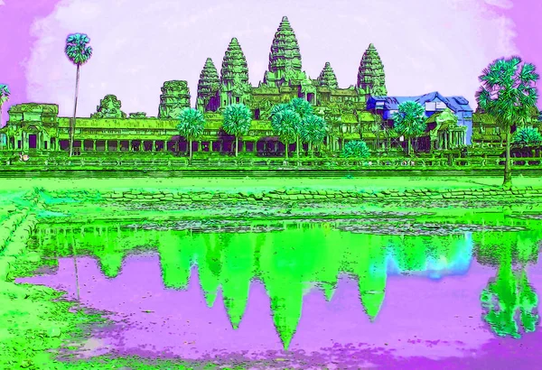 Angkor Wat Cambodia 2813 Angkor Wat Largest Hindu Temple Complex — Foto de Stock
