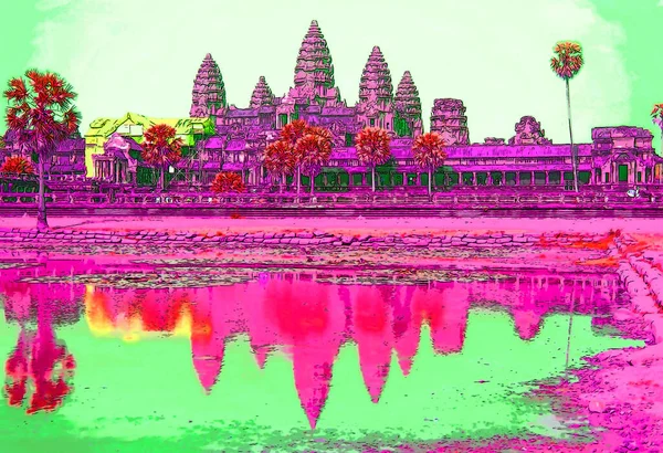 Angkor Wat Cambodia 2813 Ангкор Ват Найбільшим Індуїстським Храмовим Комплексом — стокове фото