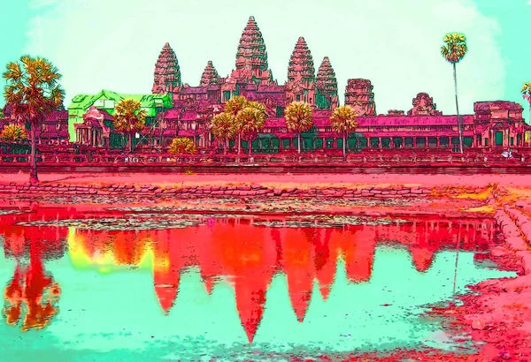 Angkor Wat Cambodia 2813 Ангкор Ват Найбільшим Індуїстським Храмовим Комплексом — стокове фото