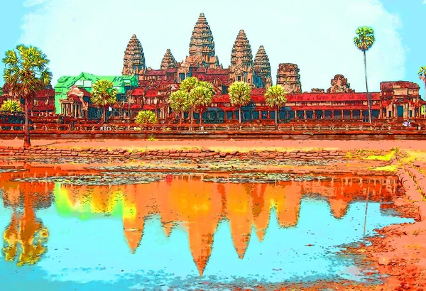 Angkor Wat Cambodia 2813 Ангкор Ват Найбільшим Індуїстським Храмовим Комплексом — стокове фото