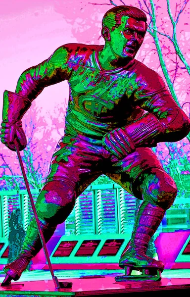Montreal Canada February Estatua Jean Beliveau Jugador Hockey Frente Bell —  Fotos de Stock