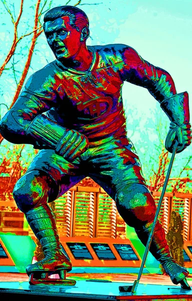 Montreal Canada February Estatua Jean Beliveau Jugador Hockey Frente Bell —  Fotos de Stock