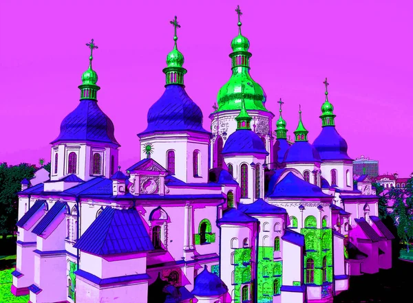 Kyiv Ukraine Pop Art Saint Sophia Cathedral Kiev Een Architectonisch — Stockfoto