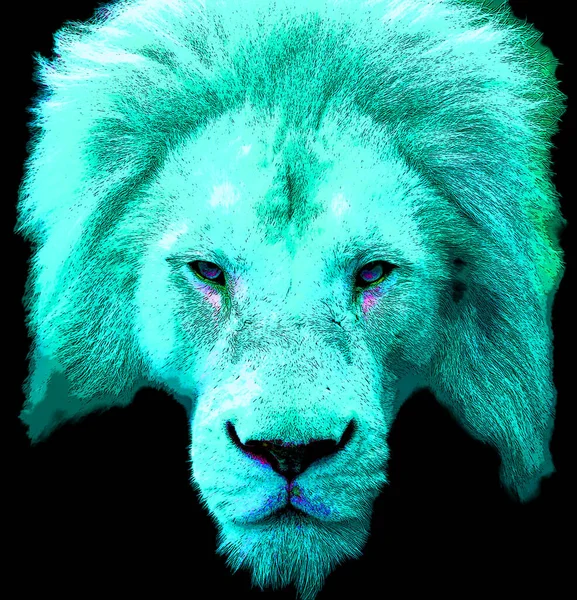 Lion Head Illustration Pop Art Style Icon Color — Stock Fotó