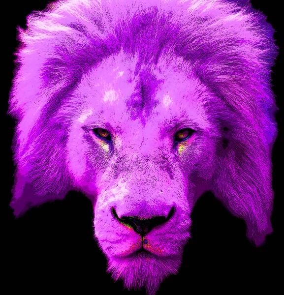 Lion Head Illustration Pop Art Style Icon Color — Stockfoto