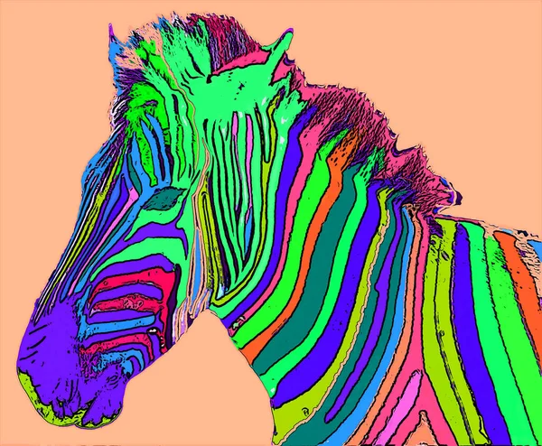 Zebre Segno Illustrazione Pop Art Icona Sfondo Con Macchie Colore — Foto Stock