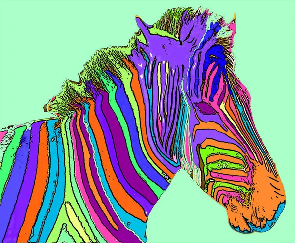 Zebre Segno Illustrazione Pop Art Icona Sfondo Con Macchie Colore — Foto Stock