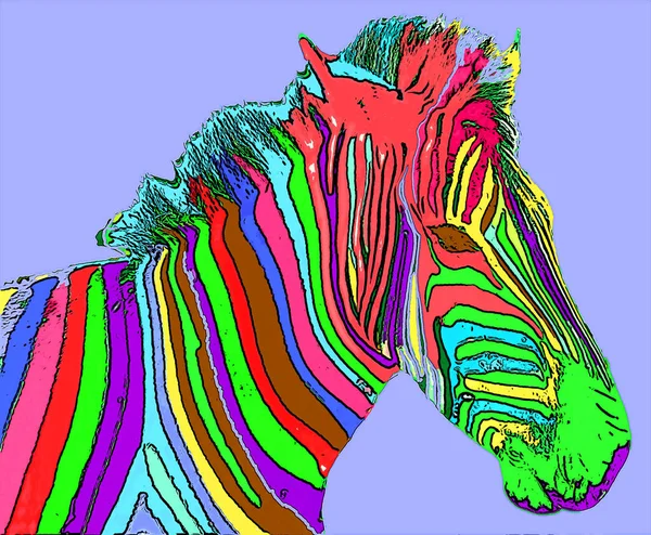 Zebras Tecken Illustration Pop Art Bakgrund Ikon Med Färgfläckar — Stockfoto