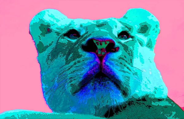 Lion Segno Illustrazione Pop Art Icona Sfondo Con Macchie Colore — Foto Stock