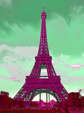 PARIS, FRANCE - 10: 12 2013: Eiffel Kulesi (Tur Eyfel) Sanat Nouveau stilinde demirden yapılmış Pop Art Eiffel Kulesi