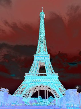 PARIS, FRANCE - 10: 12 2013: Eiffel Kulesi (Tur Eyfel) Sanat Nouveau stilinde demirden yapılmış Pop Art Eiffel Kulesi