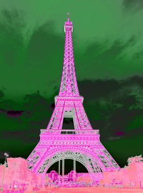 PARIS, FRANCE - 10: 12 2013: Eiffel Kulesi (Tur Eyfel) Sanat Nouveau stilinde demirden yapılmış Pop Art Eiffel Kulesi