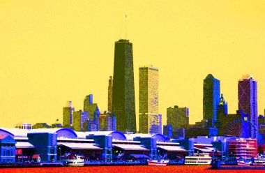 Renkli modern şehir illüstrasyonları pop-art arka planı