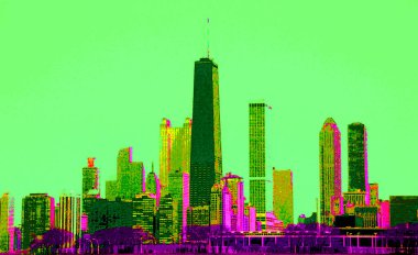 modern şehir gökyüzü çizimi renk benekli pop-art arkaplan