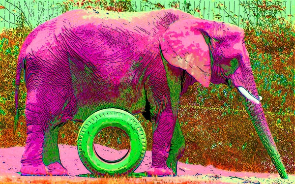 Icono Elefante Arte Pop Con Manchas Color —  Fotos de Stock