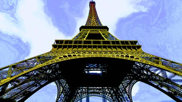 Pop Art Torre Eiffel Hierro Estilo Art Nouveau París Capital —  Fotos de Stock