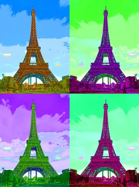 Paris France 2013 Eiffel Tower Tour Eiffel Pop Art Eiffel — Stock Photo, Image