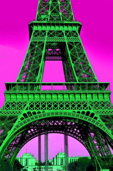 フランス 2013年10月12日 エッフェル塔 エッフェル塔ツアー ポップアートヌーヴォー様式の鉄で作られたエッフェル塔色のスポットとポップアートの背景のアイコン — ストック写真