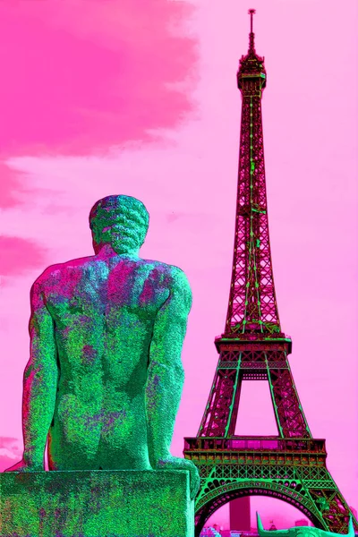 Paris France 2013 Eiffel Tower Tour Eiffel Pop Art Eiffel — Zdjęcie stockowe