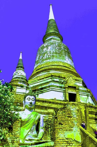 Sukhotai Thailand 1999 Ancient Pagodas Sukhothai Pop Art Retro Sign — стокове фото