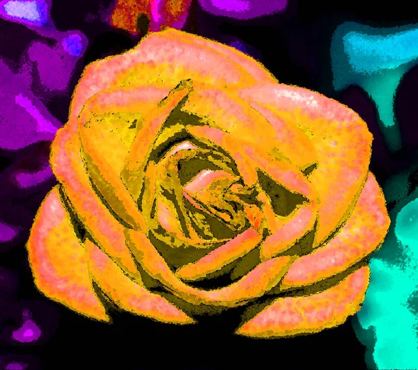 Beautiful Rose Illustration Pop Art Background — стоковое фото