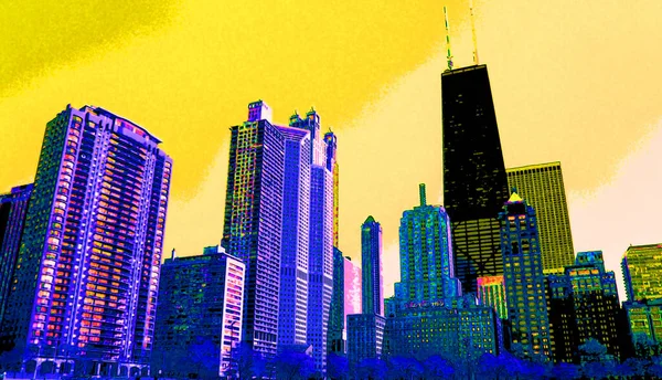 modern city illustration pop-art background with color spots