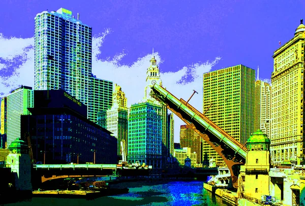 Modern City Illustration Pop Art Background Color Spots —  Fotos de Stock