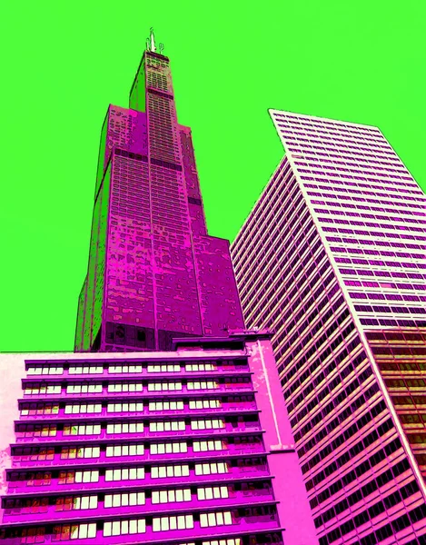 Modern City Illustration Pop Art Background Color Spots — Stock Fotó