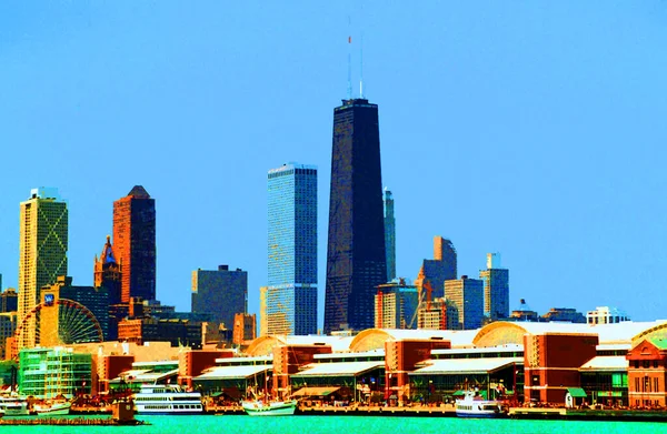 Modern City Skyline Illustration Pop Art Background Color Spots —  Fotos de Stock