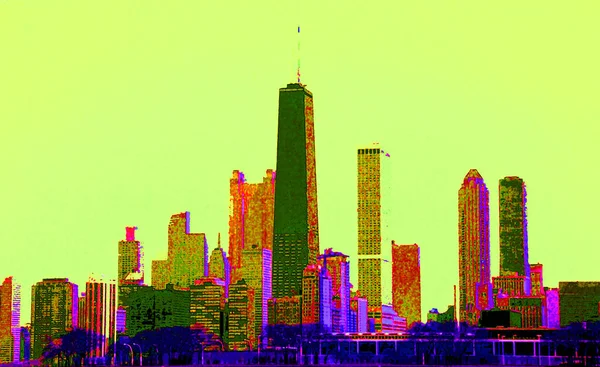 Modern City Illustration Pop Art Background Color Spots — 图库照片