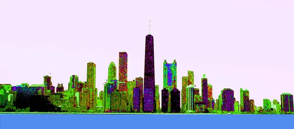 Modern City Illustration Pop Art Background Color Spots — Stockfoto