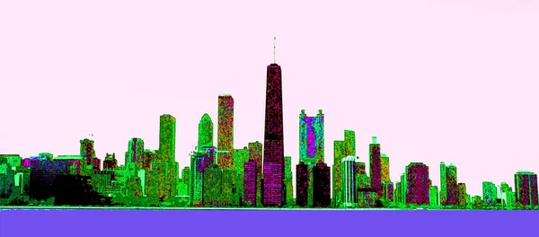 Modern City Illustration Pop Art Background Color Spots — 스톡 사진