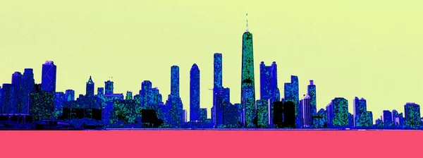 Modern City Illustration Pop Art Background Color Spots — 스톡 사진