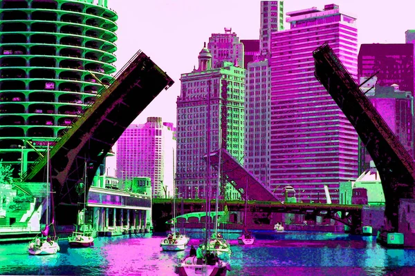 Modern City Illustration Pop Art Background Color Spots — Foto de Stock