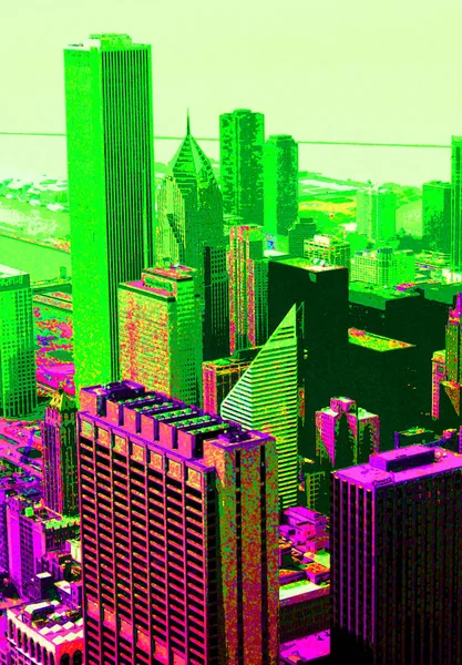 Modern City Illustration Pop Art Background Color Spots — Photo