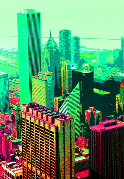 Modern City Illustration Pop Art Background Color Spots — Stock Fotó